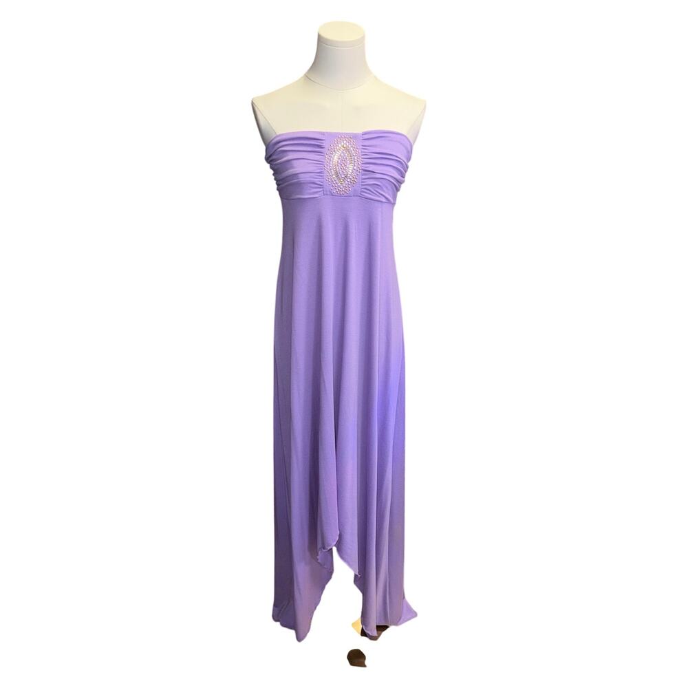 Baby Phat Vintage Y2K Strapless Studded Asymmetrical Hem Dress Purple Size L NWT - Picture 1 of 6